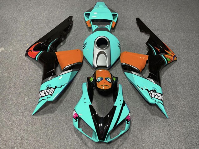 Descuento Carenados Moto Honda CBR1000RR 2006-2007 - Cian Azul Naranja Negro Brillante Tiburón