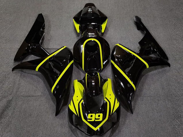Descuento Carenado Moto Honda CBR1000RR 2006-2007 - Negro Brillante Alta Visibilidad Amarillo 99