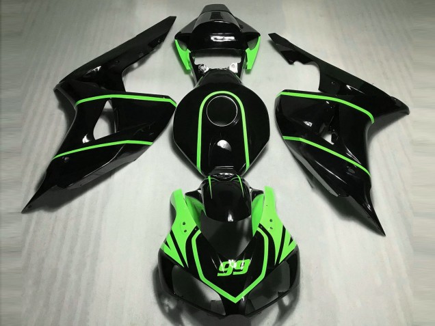 Descuento Carenados Moto Honda CBR1000RR 2006-2007 - Negro Brillante Alta Visibilidad Verde