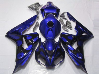 Descuento Carenados Moto Honda CBR1000RR 2006-2007 - Azul Negro Brillante Llama