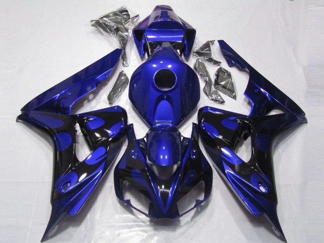 Descuento Carenados Moto Honda CBR1000RR 2006-2007 - Azul Negro Brillante Llama
