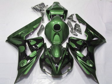 Descuento Carenados Moto Honda CBR1000RR 2006-2007 - Verde Negro Brillante Llama