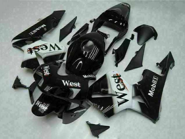 Descuento Carenados Moto Honda CBR600RR 2003-2004 - Negro Brillante Blanco West Mobil