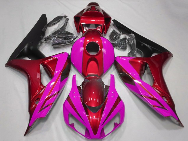 Descuento Carenados Moto Honda CBR1000RR 2006-2007 - Rojo Rosa Negro Mate