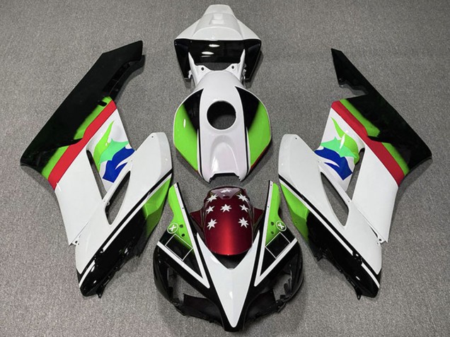 Descuento Carenados Moto Honda CBR1000RR 2004-2005 - Blanco Verde Rojo Negro Brillante Estrella