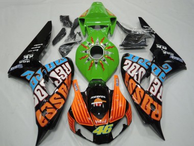 Descuento Carenados Moto Honda CBR1000RR 2006-2007 - Verde Naranja Azul Negro Brillante Rossi 46