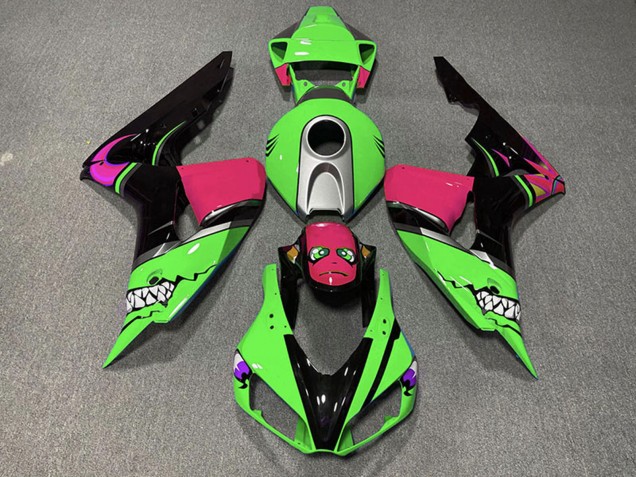 Descuento Carenados Moto Honda CBR1000RR 2006-2007 - Verde Plata Rosa Negro Brillante Tiburón