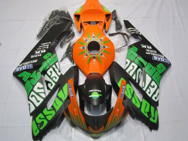 Descuento Carenados Moto Honda CBR1000RR 2004-2005 - Naranja Verde Negro Mate Rossi