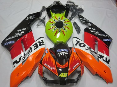 Descuento Carenados Moto Honda CBR1000RR 2004-2005 - Verde Lima Naranja Blanco Rojo Negro Brillante Rossi Repsol