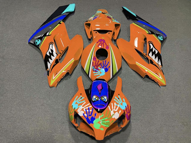 Descuento Carenados Moto Honda CBR1000RR 2004-2005 - Naranja Azul Negro Tiburón