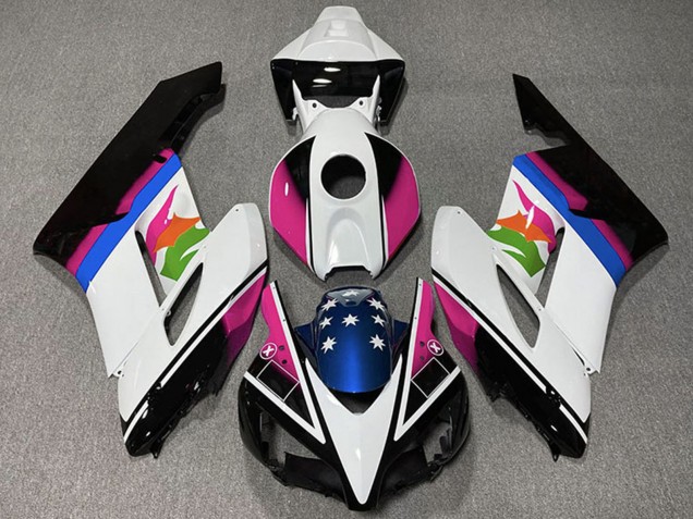 Descuento Carenados Moto Honda CBR1000RR 2004-2005 - Blanco Rosa Azul Negro Brillante Estrella