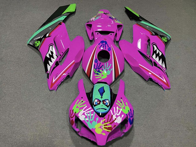 Descuento Carenados Moto Honda CBR1000RR 2004-2005 - Rosa Verde Negro Tiburón