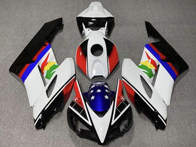 Descuento Carenados Moto Honda CBR1000RR 2004-2005 - Blanco Rojo Azul Negro Brillante Estrella