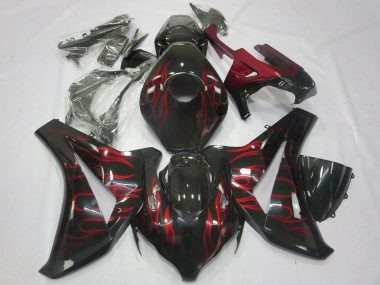 Descuento Carenados Moto Honda CBR1000RR 2008-2011 - Negro Brillante Rojo Llama