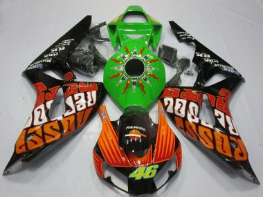 Descuento Carenados Moto Honda CBR1000RR 2006-2007 - Verde Naranja Negro Brillante Rossi 46
