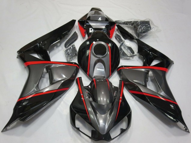 Descuento Carenados Moto Honda CBR1000RR 2006-2007 - Gris Negro Brillante Rojo Raya