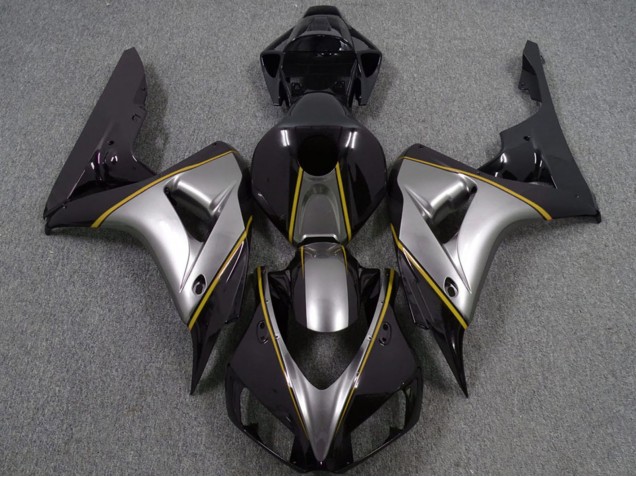 Descuento Carenados Moto Honda CBR1000RR 2006-2007 - Plata Amarillo Negro Brillante Pinstripe