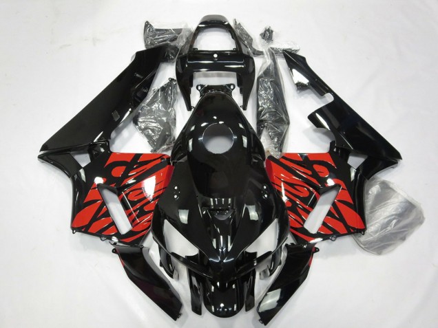 Descuento Carenados Moto Honda CBR600RR 2005-2006 - Negro Brillante Tribal Rojo