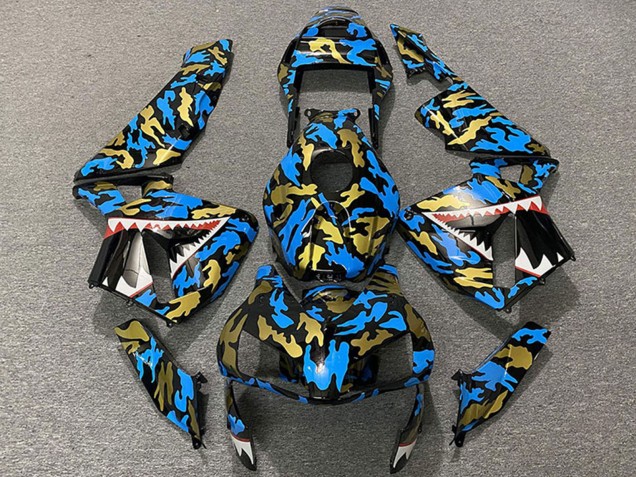 Descuento Carenados Moto Honda CBR600RR 2003-2004 - Azul Oro Camouflage Tiburón