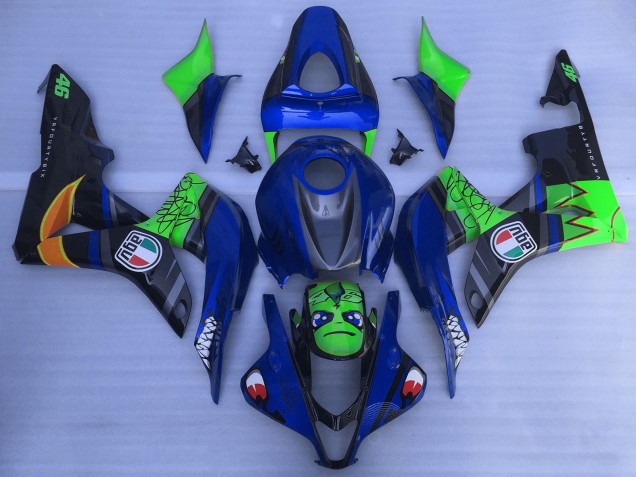 Descuento Carenados Moto Honda CBR600RR 2007-2008 - Azul Verde Negro Brillante Tiburón