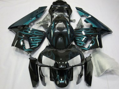 Descuento Carenados Moto Honda CBR600RR 2003-2004 - Negro Brillante Verde Llama