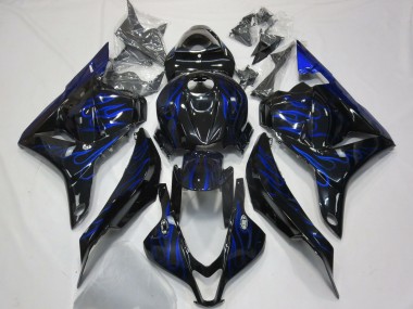 Descuento Carenados Moto Honda CBR600RR 2009-2012 - Negro Brillante Azul Llama