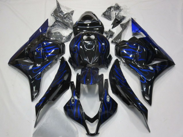 Descuento Carenados Moto Honda CBR600RR 2009-2012 - Negro Brillante Azul Llama