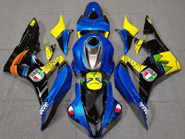 Descuento Carenados Moto Honda CBR600RR 2007-2008 - Azul Amarillo Negro Brillante Tiburón