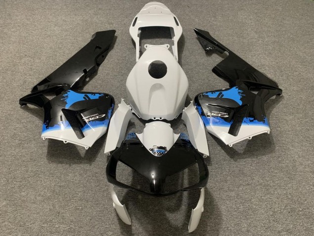 Descuento Carenado Moto Honda CBR600RR 2003-2004 - Blanco Azul Negro Brillante Splatter