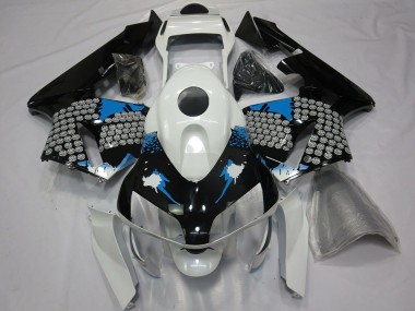 Descuento Carenados Moto Honda CBR600RR 2003-2004 - Blanco Azul Negro Brillante Splatter