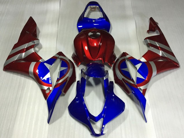 Descuento Carenados Moto Honda CBR600RR 2007-2008 - Rojo Plata Azul Captain America