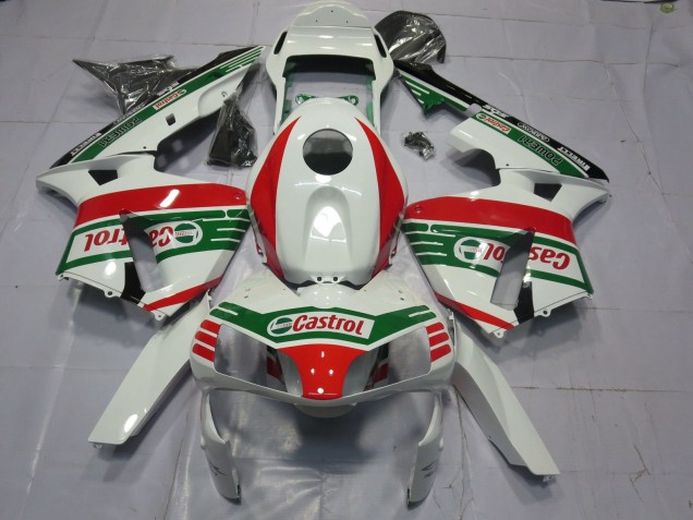 Descuento Carenados Moto Honda CBR600RR 2003-2004 - Blanco Rojo Verde Castrol