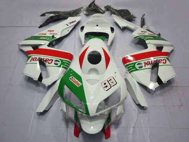 Descuento Carenados Moto Honda CBR600RR 2005-2006 - Blanco Verde Rojo Castrol 93