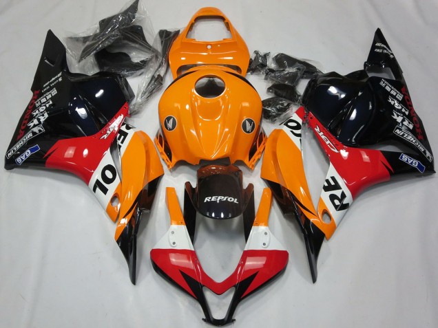 Descuento Carenado Moto Honda CBR600RR 2009-2012 - Naranja Blanco Rojo Negro Brillante Repsol