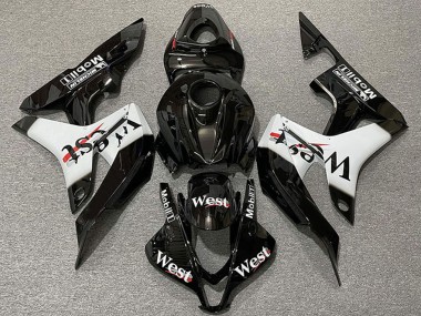 Descuento Carenados Moto Honda CBR600RR 2007-2008 - Negro Brillante Blanco West Estilo