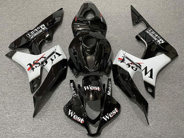 Descuento Carenados Moto Honda CBR600RR 2007-2008 - Negro Brillante Blanco West Estilo