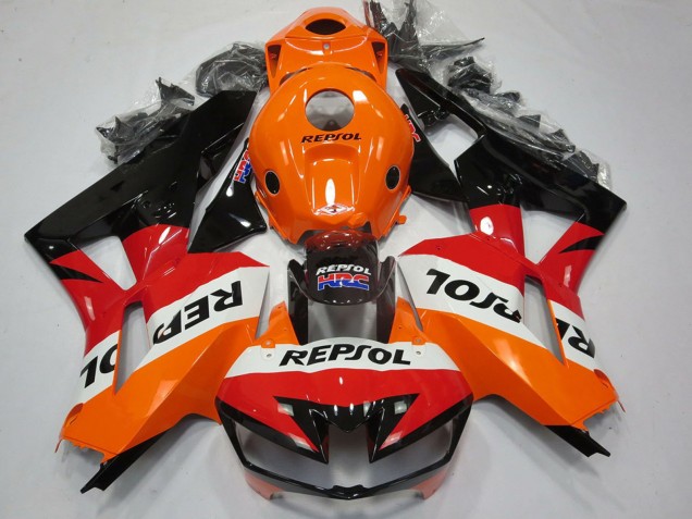 Descuento Carenados Moto Honda CBR600RR 2013-2023 - Naranja Blanco Rojo Negro Brillante Repsol