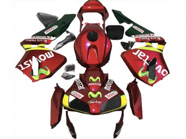 Descuento Carenados Moto Honda CBR600RR 2003-2004 - Rojo Amarillo Verde MoviStar