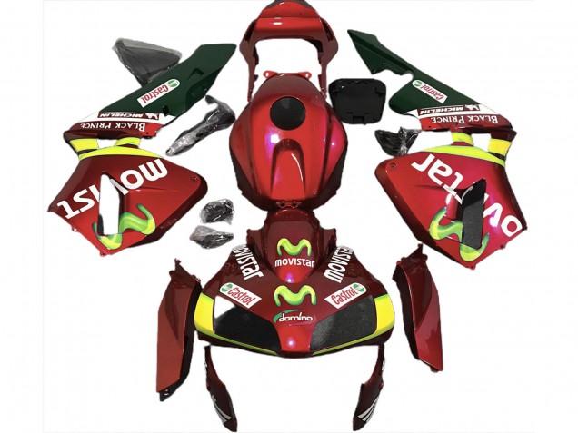 Descuento Carenados Moto Honda CBR600RR 2003-2004 - Rojo Amarillo Verde MoviStar