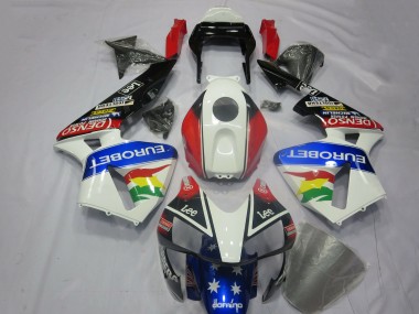Descuento Kits Carenado Moto Honda CBR600RR 2003-2004 - Blanco Rojo Azul Negro Brillante EuroBet