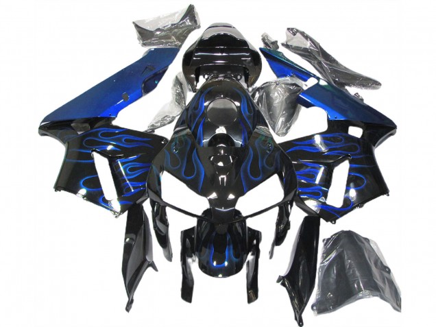 Descuento Carenados Moto Honda CBR600RR 2005-2006 - Negro Brillante Azul Llama