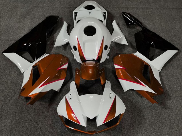 Descuento Carenados Moto Honda CBR600RR 2013-2023 - Blanco Naranja Oscuro Negro Brillante
