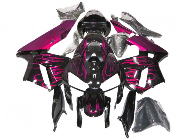 Descuento Carenados Moto Honda CBR600RR 2005-2006 - Negro Brillante Rosa Llama