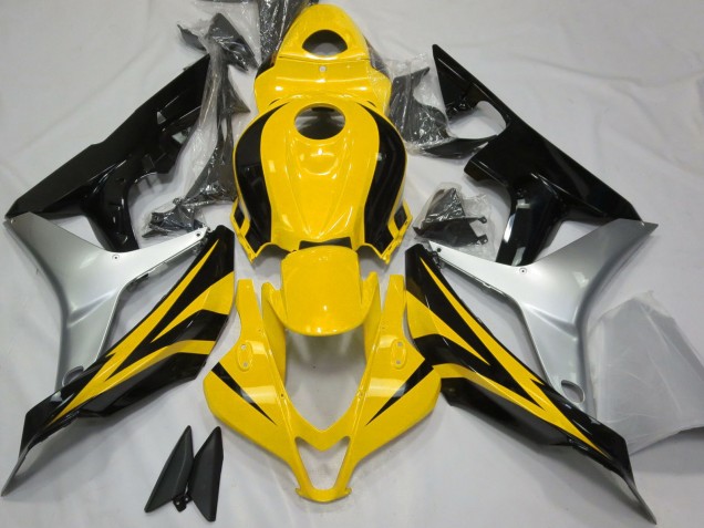 Descuento Carenados Moto Honda CBR600RR 2007-2008 - Plata Amarillo Negro Brillante