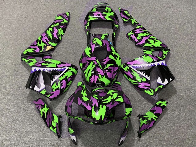 Descuento Carenados Moto Honda CBR600RR 2003-2004 - Verde Rosa Camouflage Tiburón