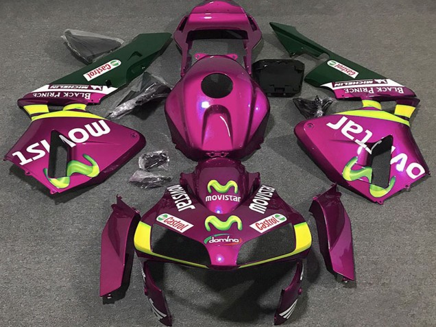 Descuento Carenados Moto Honda CBR600RR 2003-2004 - Hot Rosa Amarillo Verde MoviStar