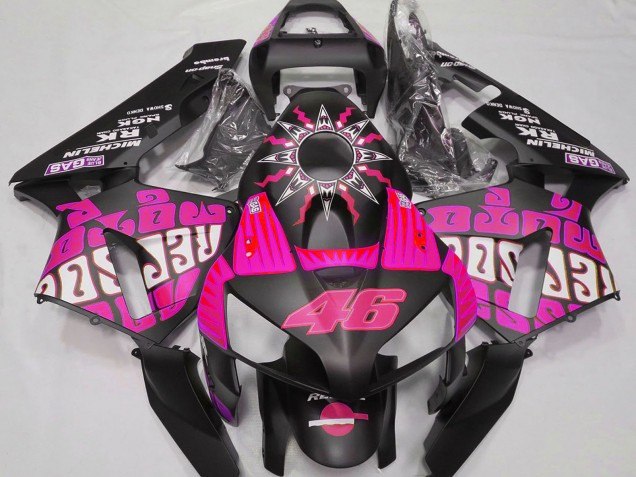 Descuento Carenados Moto Honda CBR600RR 2003-2004 - Hot Rosa Negro Brillante Rossi Repsol
