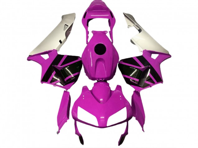 Descuento Carenados Moto Honda CBR600RR 2003-2004 - Plata Hot Rosa Negro Brillante