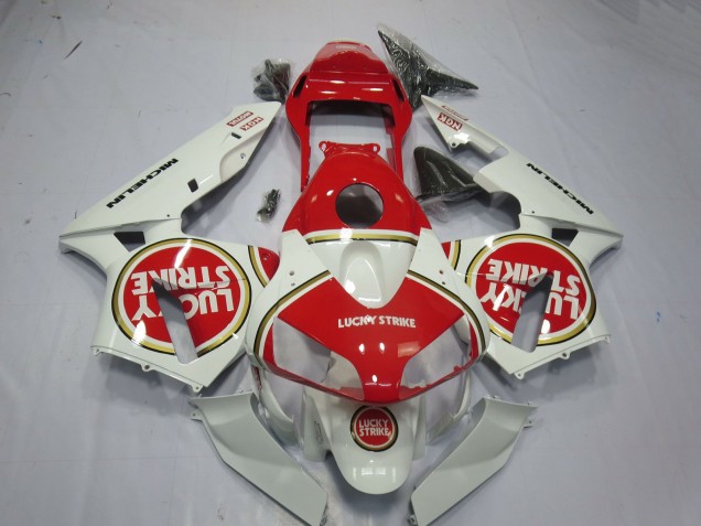 Descuento Carenados Moto Honda CBR600RR 2003-2004 - Blanco Rojo Lucky Strike
