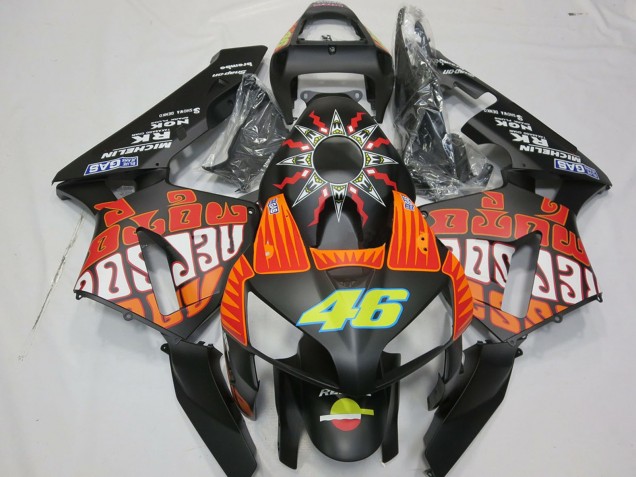 Descuento Carenados Moto Honda CBR600RR 2003-2004 - Negro Mate Naranja Amarillo Rossi 46